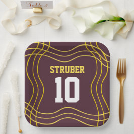 Thema voor bruin en geel sport papieren bordje