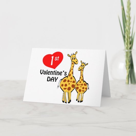 Thema voor de eerste Valentijnsdag Giraffe Feestdagen Kaart (Voorkant)