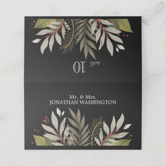 Thema voor gemuteerde botanische stoffen | Zwart | Plaatskaartje (Buitenkant ongevouwen)