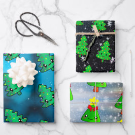 Thema voor kerstboomstructuur Merry Emerald Inpakpapier Vel