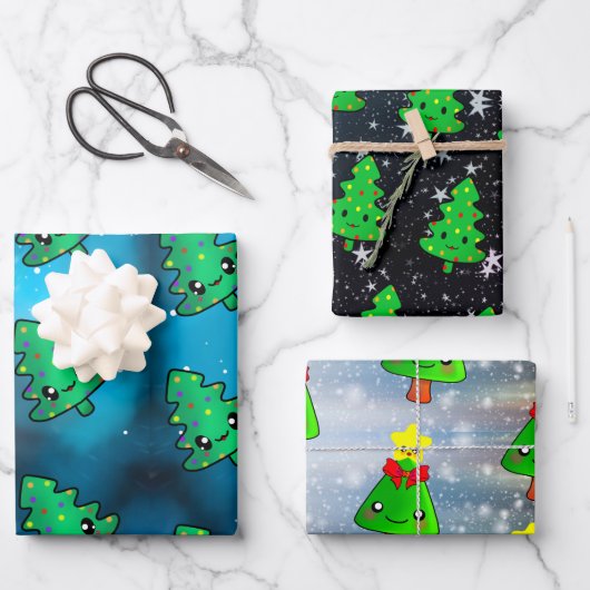 Thema voor kerstboomstructuur Merry Emerald Inpakpapier Vel (Voorkant)