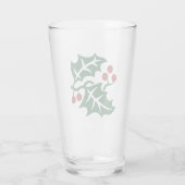 Thema voor kerstfeestdag in Groene Holly Red Berri Glas (Achterkant)