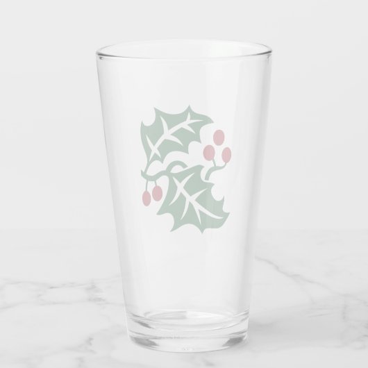 Thema voor kerstfeestdag in Groene Holly Red Berri Glas (Achterkant)