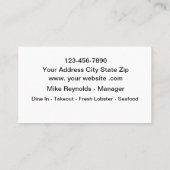 Thema voor restaurants en cafetaria's visitekaartje (Achterkant)