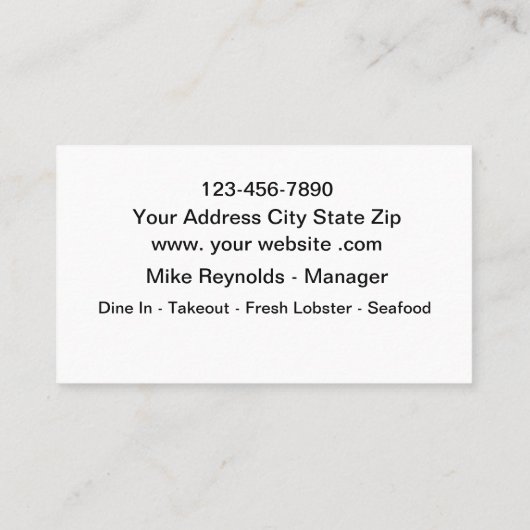 Thema voor restaurants en cafetaria's visitekaartje (Achterkant)