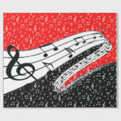 Thema voor rode en zwarte muziek cadeaupapier (Vlak)