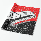 Thema voor rode en zwarte muziek cadeaupapier (Uitgerold)