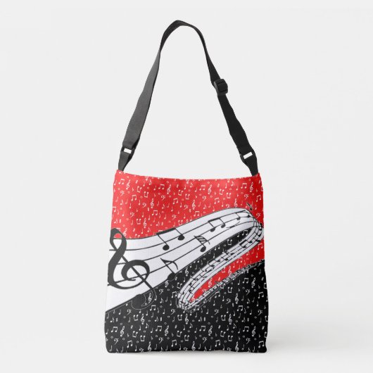 Thema voor rode en zwarte muziek crossbody tas (Achterkant)