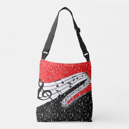 Thema voor rode en zwarte muziek crossbody tas (Voorkant)