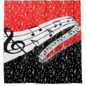 Thema voor rode en zwarte muziek douchegordijn (Voorkant)