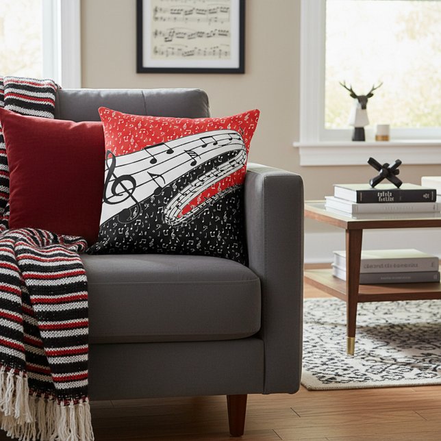 Thema voor rode en zwarte muziek kussen (Creator heeft geüpload)