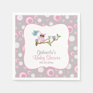 Thema voor roze en grijze Baby Baby shower Servetten