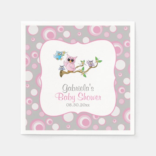Thema voor roze en grijze Baby Baby shower Servetten (Voorkant)
