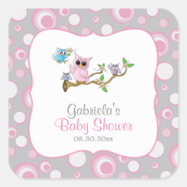 Thema voor roze en grijze Baby Baby shower Vierkante Sticker