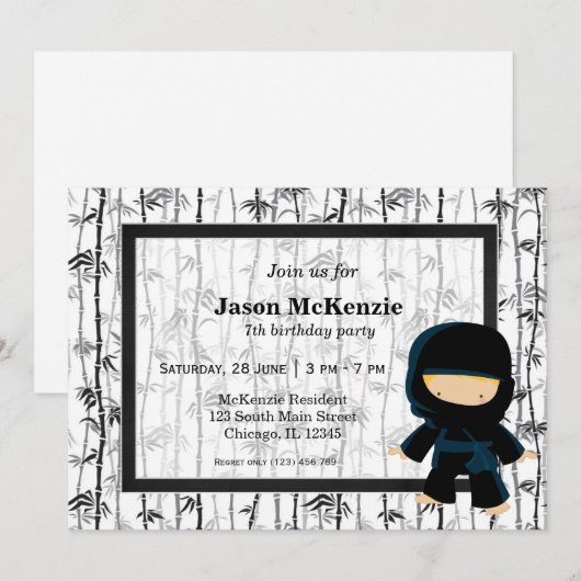 Thema voor verjaardag van Ninja Kaart (Voorkant / Achterkant)