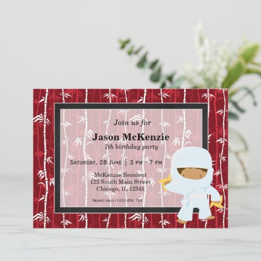 Thema voor verjaardag van Ninja Kaart (Staand voorkant)