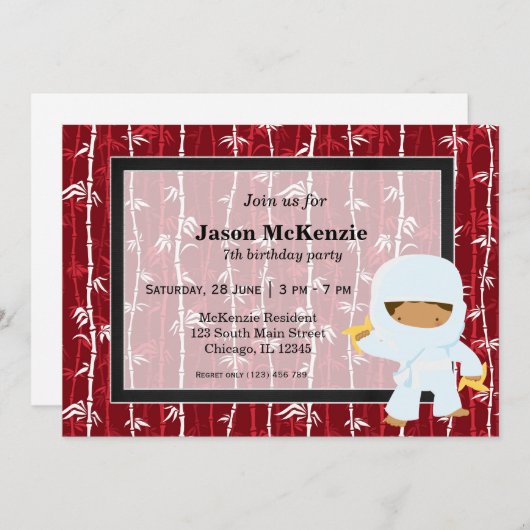 Thema voor verjaardag van Ninja Kaart (Voorkant / Achterkant)