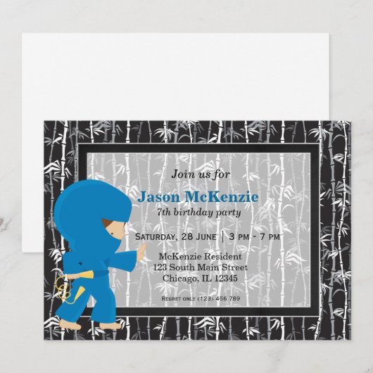 Thema voor verjaardag van Ninja Kaart (Voorkant / Achterkant)