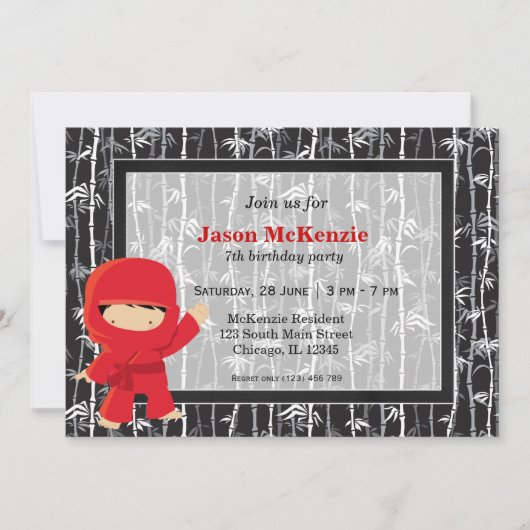 Thema voor verjaardag van Ninja Kaart (Voorkant)