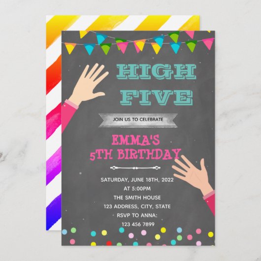 Thema voor vijf meisjes kaart (Voorkant / Achterkant)