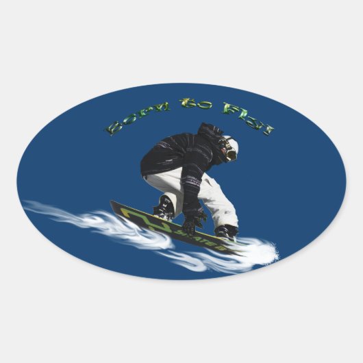 Thema voor wintersport in de wintersnede Cool Snow Ovale Sticker (Voorkant)