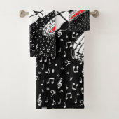 Thema voor zwarte en rode muziek bad handdoek (Insitu)