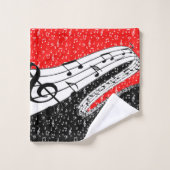 Thema voor zwarte en rode muziek bad handdoek (Wasdoekje)