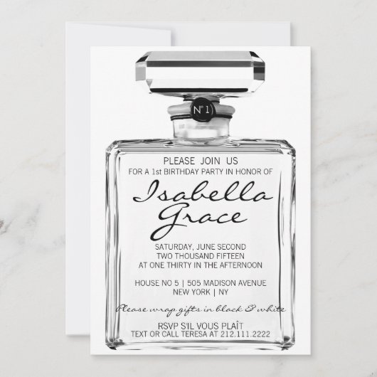 Thema voor zwarte en witte Mode 1ST Birthday Party Kaart (Voorkant)