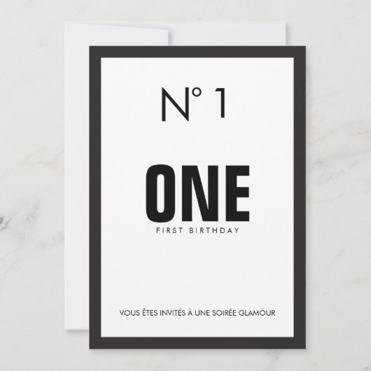 Thema voor zwarte en witte Mode 1ST Birthday Party Kaart (Achterkant)