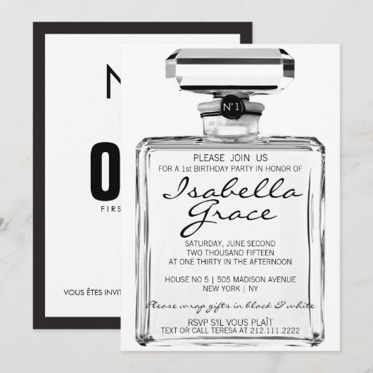 Thema voor zwarte en witte Mode 1ST Birthday Party Kaart (Voorkant / Achterkant)