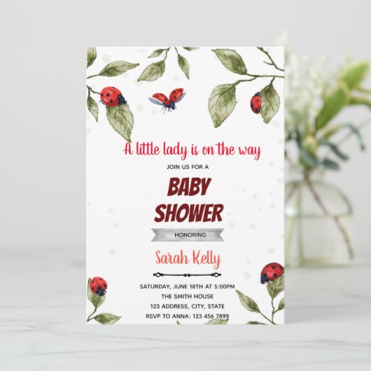 thema waterverf ladybug kaart (Staand voorkant)