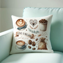 Thema-werpkussens voor koffiehuis