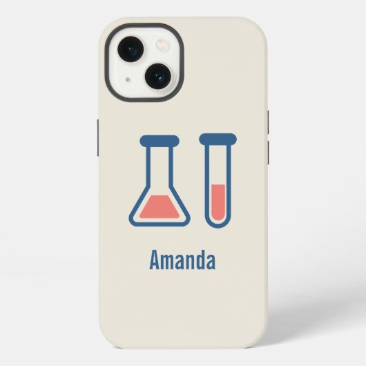 Thema wetenschap met bekerglas & reageerbuis iPhone hoesje (Achterkant)