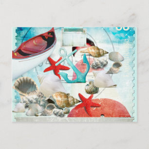 Thema zeehondenvarken Anchor Starfish Beach Briefkaart