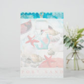 Thema zeehondenvarken Anchor Starfish Beach Briefpapier (Staand voorkant)