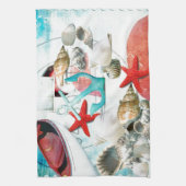 Thema zeehondenvarken Anchor Starfish Beach Theedoek (Verticaal)