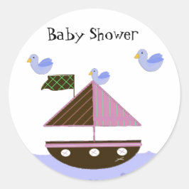 Thema zeilboot babyshower ronde sticker