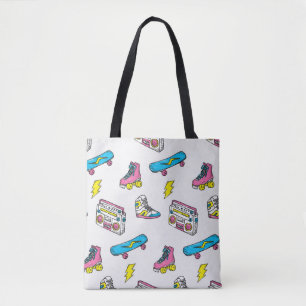  themaachtergrond met sneakers-radio-schaats tote bag