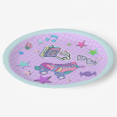 themafeest, roller schaats, muziek, sterren papieren bordje (Gekanteld)