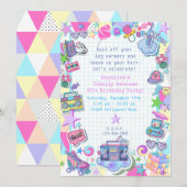 themagefeestje van 80 , roller schaats party invi kaart (Voorkant / Achterkant)