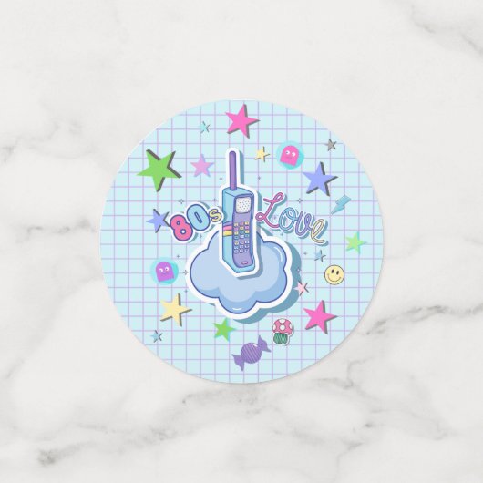 themalag van 80 jaar, roller schaats party confetti (Kleine voorkant)