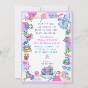 themalag van 80 jaar, roller schaats party kaart