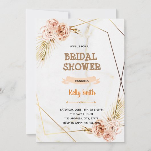 themapartij Marble golden roos Kaart (Voorkant)