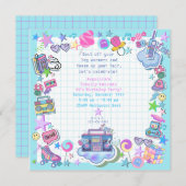 themareretro van 80 verjaardagsfeestjes kaart (Voorkant / Achterkant)