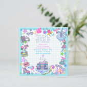 themareretro van 80 verjaardagsfeestjes kaart (Staand voorkant)