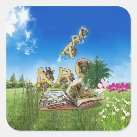 thema's ABC Capital Alphabet Vierkante Sticker (Voorkant)