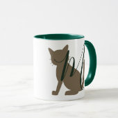 Thema's met roestvrij kat Groen en bruin Mok (Voorkant rechts)