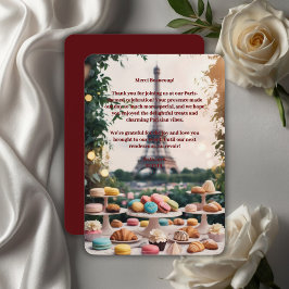 Thema's van het tijdschrift Paris Patisseries Maca Bedankkaart