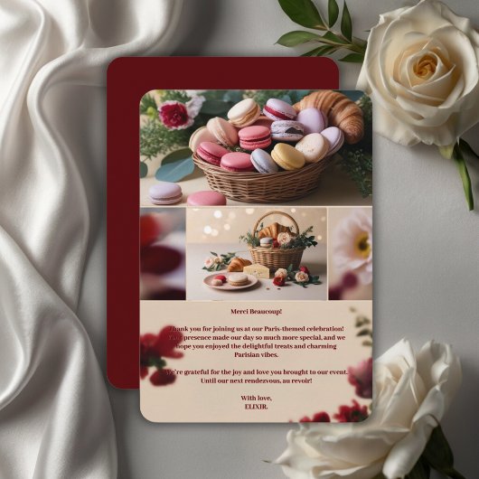 Thema's van het tijdschrift Paris Patisseries Maca Bedankkaart