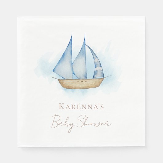 Thematische baby shower servetten in het wit met m (Voorkant)